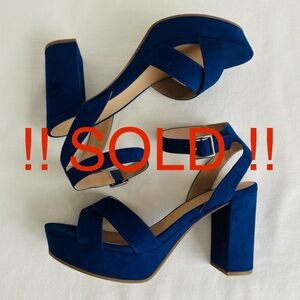 !! SOLD !! Blue Suede Platform Heels, women’s size 9.5